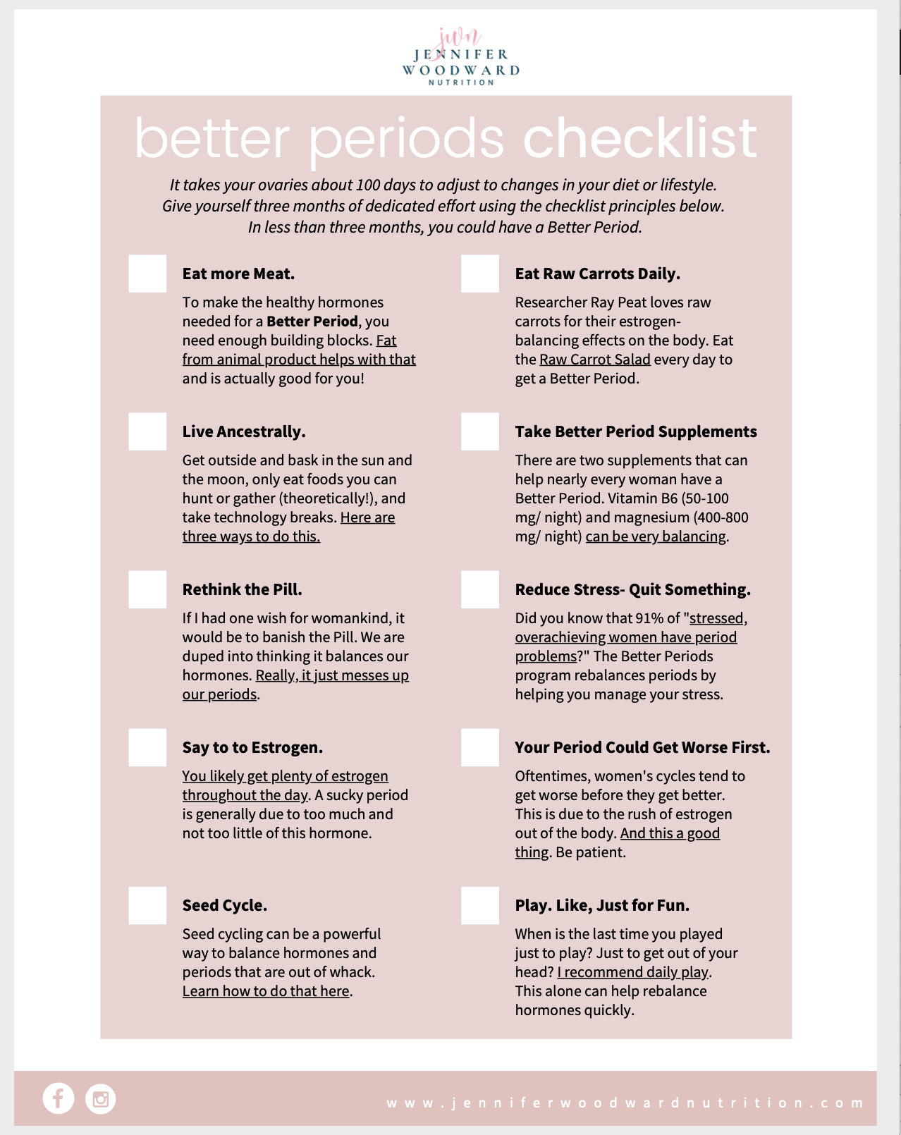 Checklist for a Better Period - Jennifer Woodward Nutrition